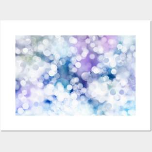 Winter background in blue, white and purple Posters and Art